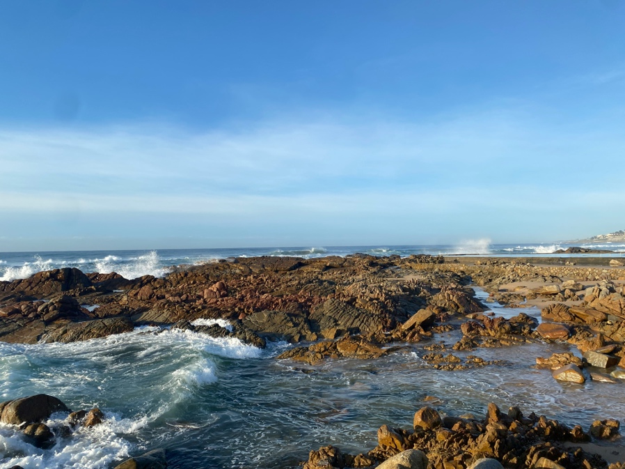 Waves over a rocky coastline